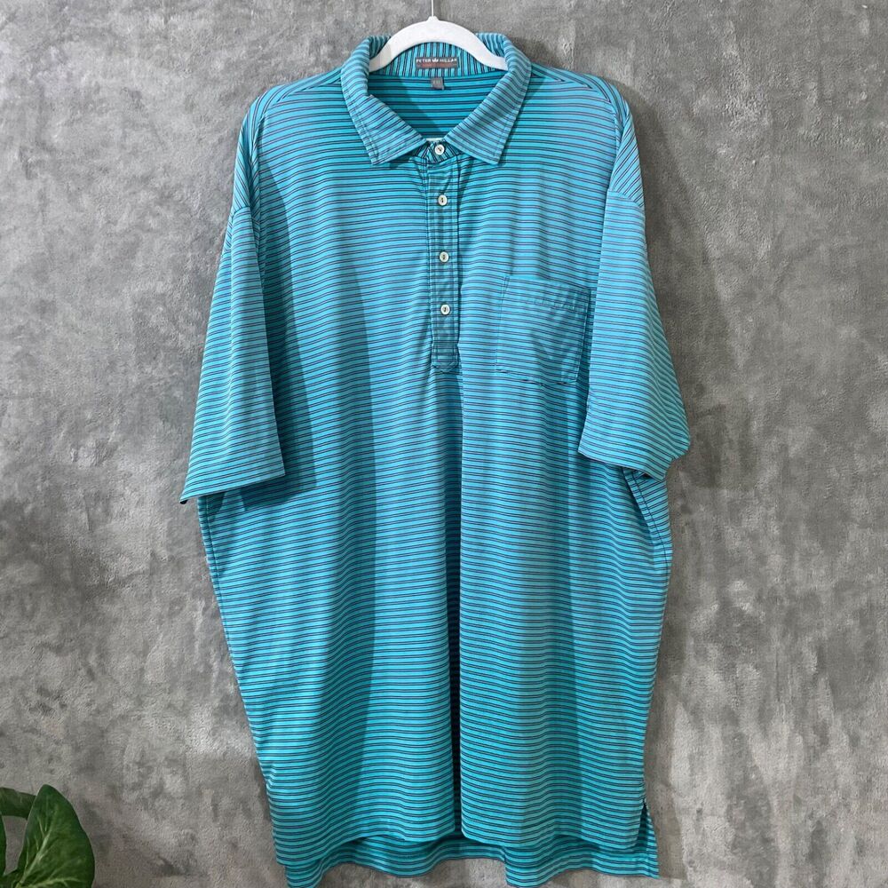 Peter Millar Summer Comfort Polo Shirt Mens 2XL Blue Striped